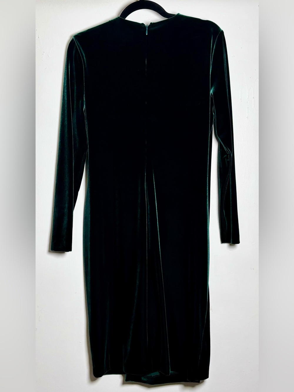 Calvin Klein Velvet V-Neck Faux-Wrap Sheath Dress Malachite Size 12 - Picture 2 of 7